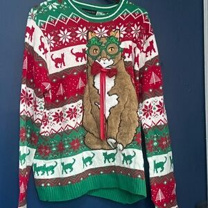 Festive Cat Sweater - Red and Green